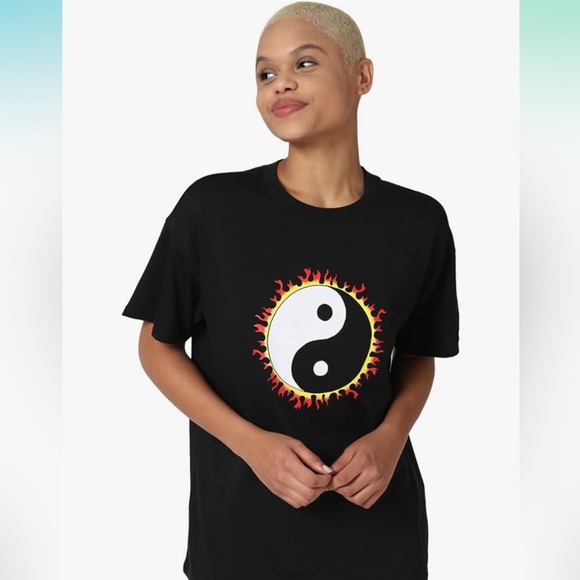 Forever 21 Tops - 🎶 Yin-Yang distressed logo woman’s small T-shirt